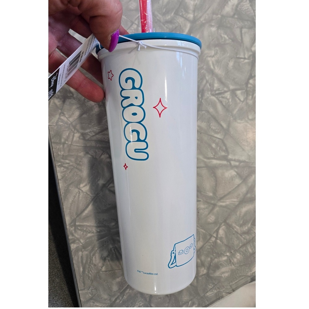 Zak Star Wars Mandalorian Grogu Insulated Tumbler 24oz White Blue Pink Cup